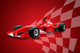 Red Formula One Car and Racing Flag Wall Mural