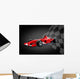Red Formula One Car and Racing Flag Wall Mural