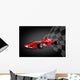 Red Formula One Car and Racing Flag Wall Mural