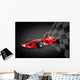 Red Formula One Car and Racing Flag Wall Mural