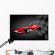 Red Formula One Car and Racing Flag Wall Mural