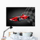 Red Formula One Car and Racing Flag Wall Mural