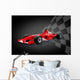 Red Formula One Car and Racing Flag Wall Mural