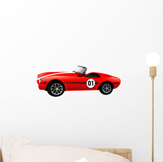 Old Race Red Car Wall Decal