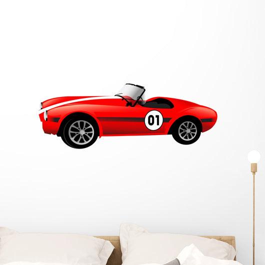 Old Race Red Car Wall Decal