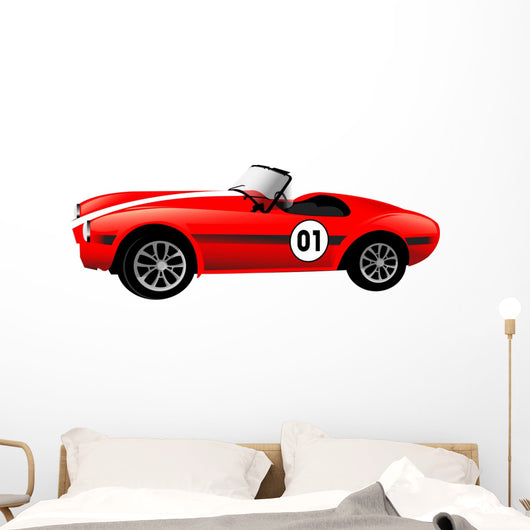 Old Race Red Car Wall Decal