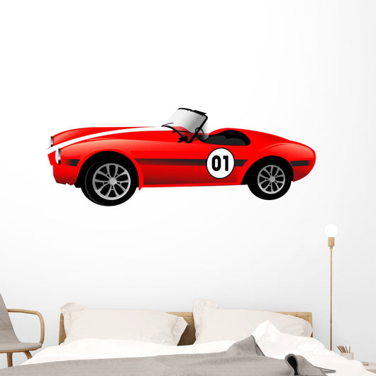 Old Race Red Car Wall Decal