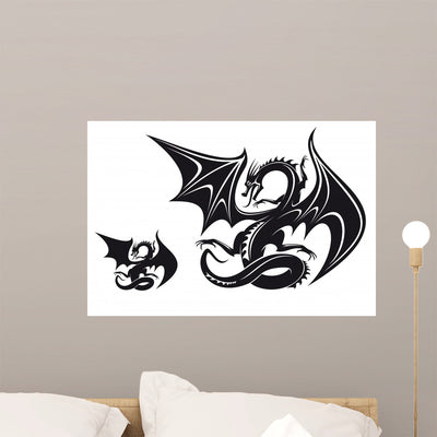 Fantasy Dragon Wall Mural shown on a wall