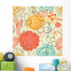 Retro Floral Seamless Pattern Wall Decal