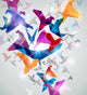 Paper Flight. Origami Birds. Abstract Vector Illustration. Wall Mural