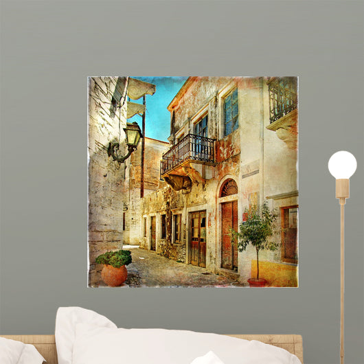 pictorial old streets of Greece Wall Mural