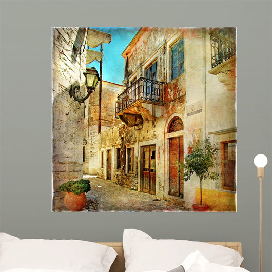 pictorial old streets of Greece Wall Mural
