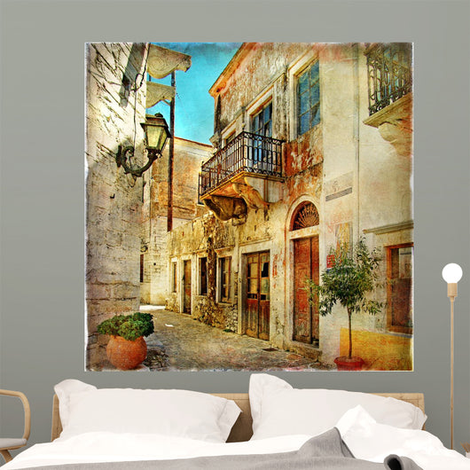 pictorial old streets of Greece Wall Mural