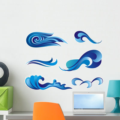 Set Wave Symbols for Wall Decal Sticker Set shown on a wall
