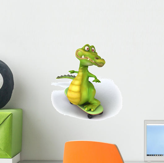 Skateboarding Crocodile Wall Decal