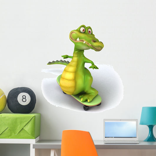 Skateboarding Crocodile Wall Decal