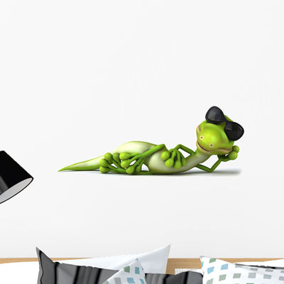 Lizard Vacation Wall Decal shown on a wall