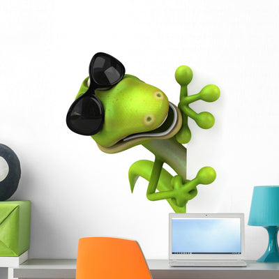 Cool Peeking Lizard Wall Decal shown on a wall