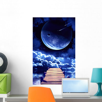 Space Wall Mural shown on a wall