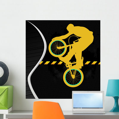Bmx Cyclist Template Urban shown on a wall
