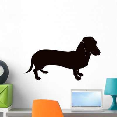 Dachshund Silhouette Wall Decal shown on a wall
