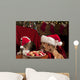 Cat and Dog Devouring Santas Cookies Wall Mural