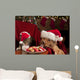 Cat and Dog Devouring Santas Cookies Wall Mural