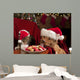Cat and Dog Devouring Santas Cookies Wall Mural