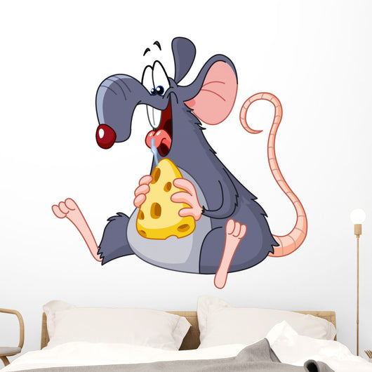 Rat eating cheese Wall Decal