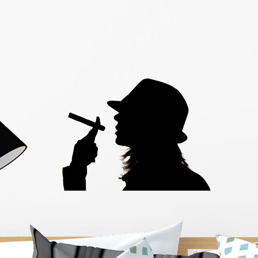 Woman Silhouette Holding Cigar Wall Mural
