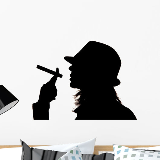 Woman Silhouette Holding Cigar Wall Mural