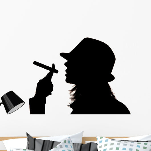 Woman Silhouette Holding Cigar Wall Mural