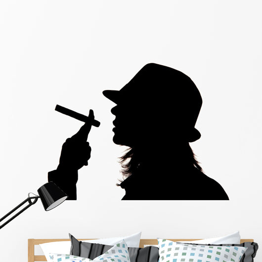 Woman Silhouette Holding Cigar Wall Mural