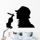 Woman Silhouette Holding Cigar Wall Mural