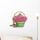 Beautiful Pink Roses Basket Wall Decal