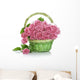 Beautiful Pink Roses Basket Wall Decal