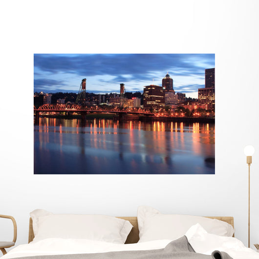 Downtown Portland Oregon at Twilight Wall Mural