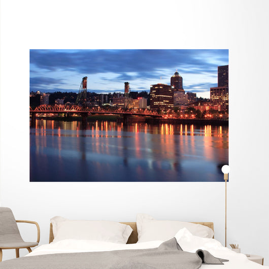 Downtown Portland Oregon at Twilight Wall Mural