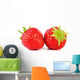 two beautiful strawberries on white background Wall Decal