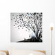 Abstract Tree with origami birds. Wall Mural