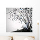 Abstract Tree with origami birds. Wall Mural