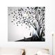 Abstract Tree with origami birds. Wall Mural
