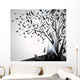 Abstract Tree with origami birds. Wall Mural
