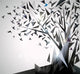Abstract Tree with origami birds. Wall Mural