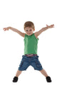 happy little boy with hands in air Wall Decal