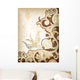 Floral Scroll and Swallow Wall Mural