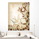 Floral Scroll and Swallow Wall Mural