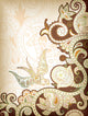 Floral Scroll and Swallow Wall Mural