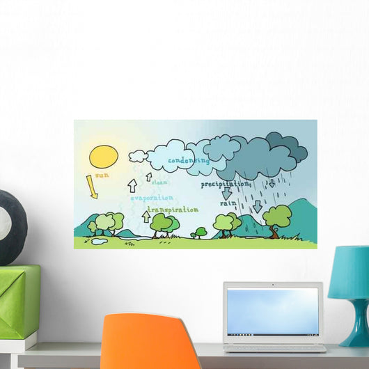 Explanatory Diagram Water Cycle Wall Decal