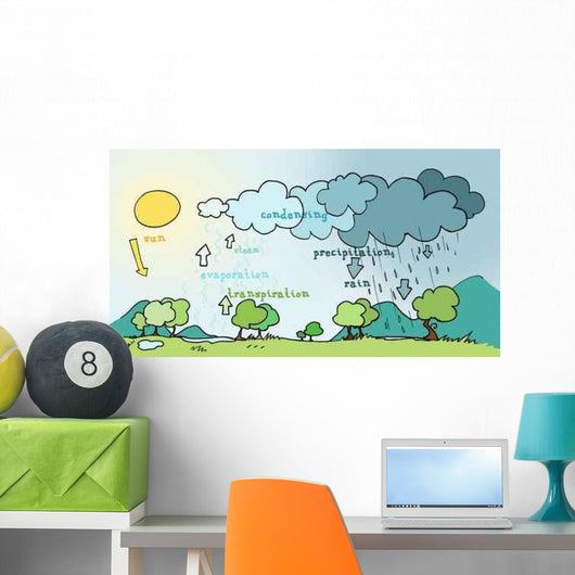 Explanatory Diagram Water Cycle Wall Decal